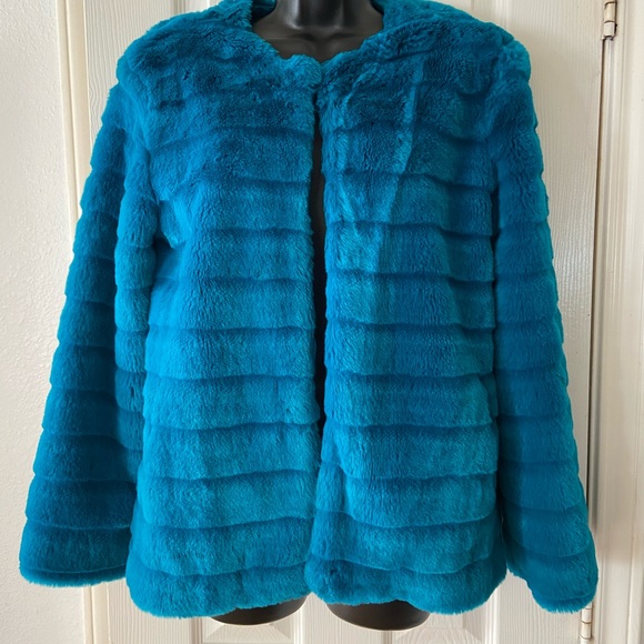 Mural- Nordstroms Faux fur jacket - deep teal 🦋 - Picture 1 of 7